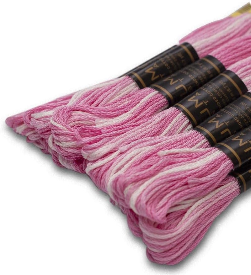 UMC STAG Pack of 12 Premium Embroidery Thread | 100% Egyptian Cotton Premium Skeins | Cross Stitch Embroidery Floss | Oeko TEX Certified | Ideal for Arts & Crafts (Light Pink Variegated 1201) - Image 2